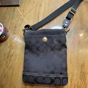 Small black Coach crossbody monogram bag Pre-loved. Slightly faded